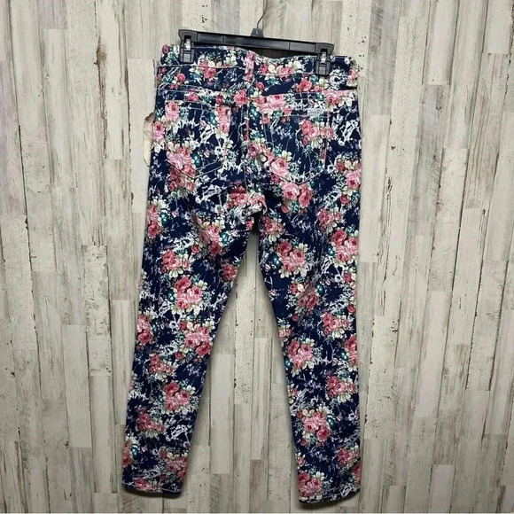 Seven 7 Premium Jeans Stretch Womens Skinny Blue Floral Print Denim Size 10 New - Picture 6 of 8